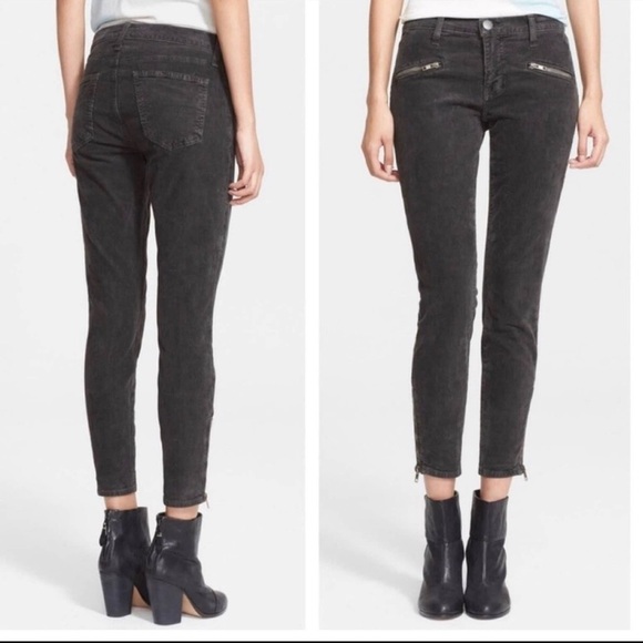 Current/Elliott Denim - Current Elliott The Soho‎ Zip Stiletto Corduroy Pants in Gunmetal Size 28